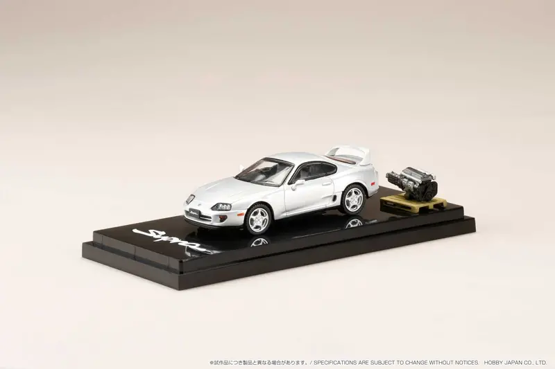 Hobby Japan 1:64 Toyota Supra Rz (A80) In Silver Metallic With Engine Display Model 1