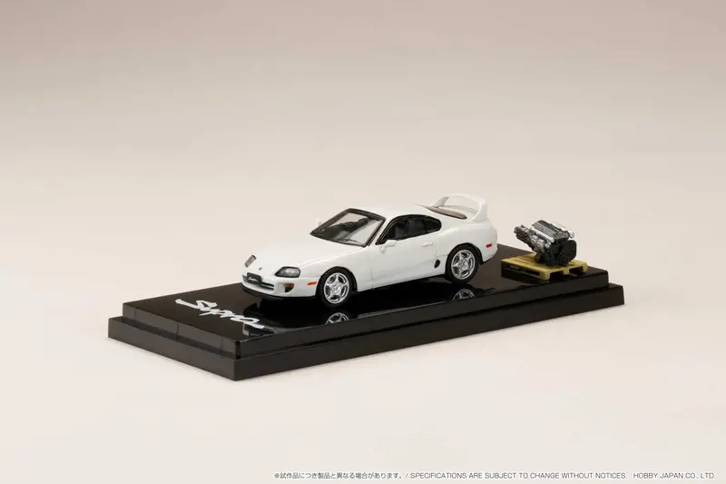 Hobby Japan 1:64 Toyota Supra Rz (A80) In Super White Ii With Engine Display Model 1