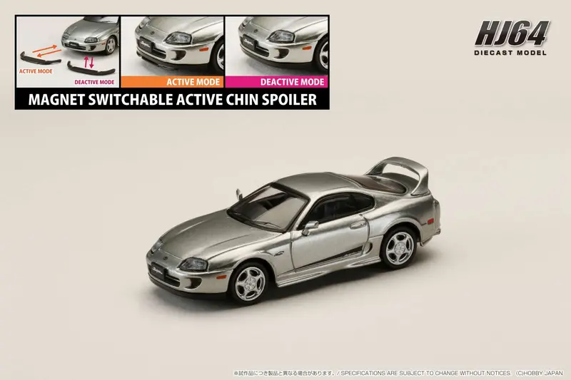 Hobby Japan 1:64 Toyota Supra Rz (Jza80) Custom Version With Active Spoiler In Silver Metallic Graphite 1