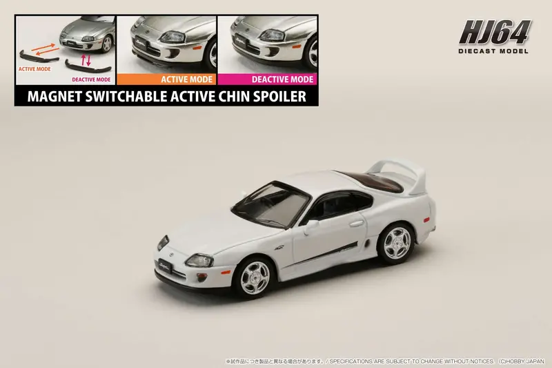 Hobby Japan 1:64 Toyota Supra Rz (Jza80) Custom Version With Active Spoiler In Super White Ii 1
