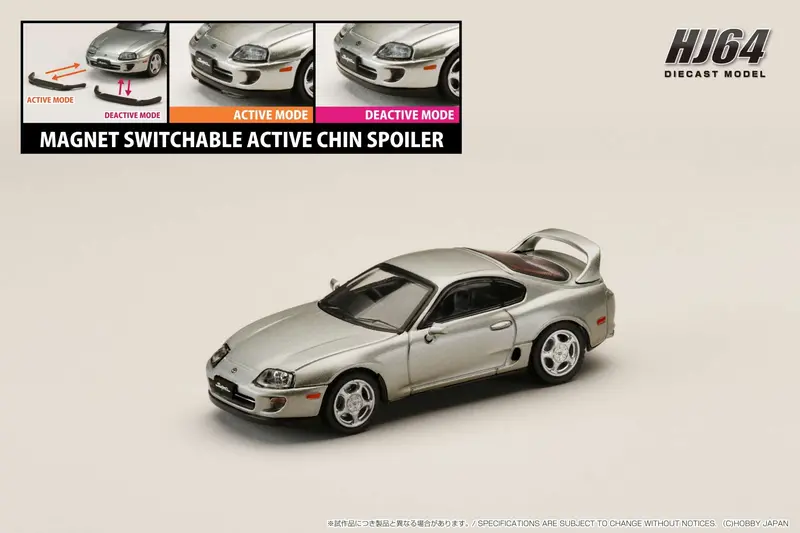 Hobby Japan 1:64 Toyota Supra Rz (Jza80) With Active Spoiler In Silver Metallic Graphite 1