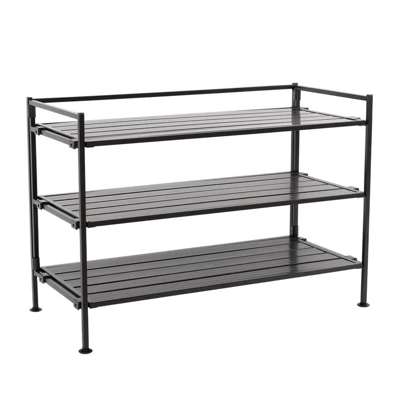 Home 3-Tier Resin Slatted Shoe Rack, Espresso 1