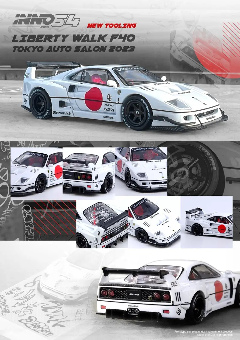 Inno64 1:64 Ferrari F40 Liberty Walk Tokyo Auto Salon 2023 Edition In White 1