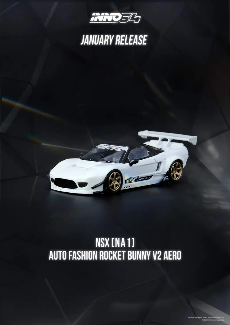 Inno64 1:64 Honda Nsx (Na1) Auto Fashion Rocket Bunny V2 Aero In White 1