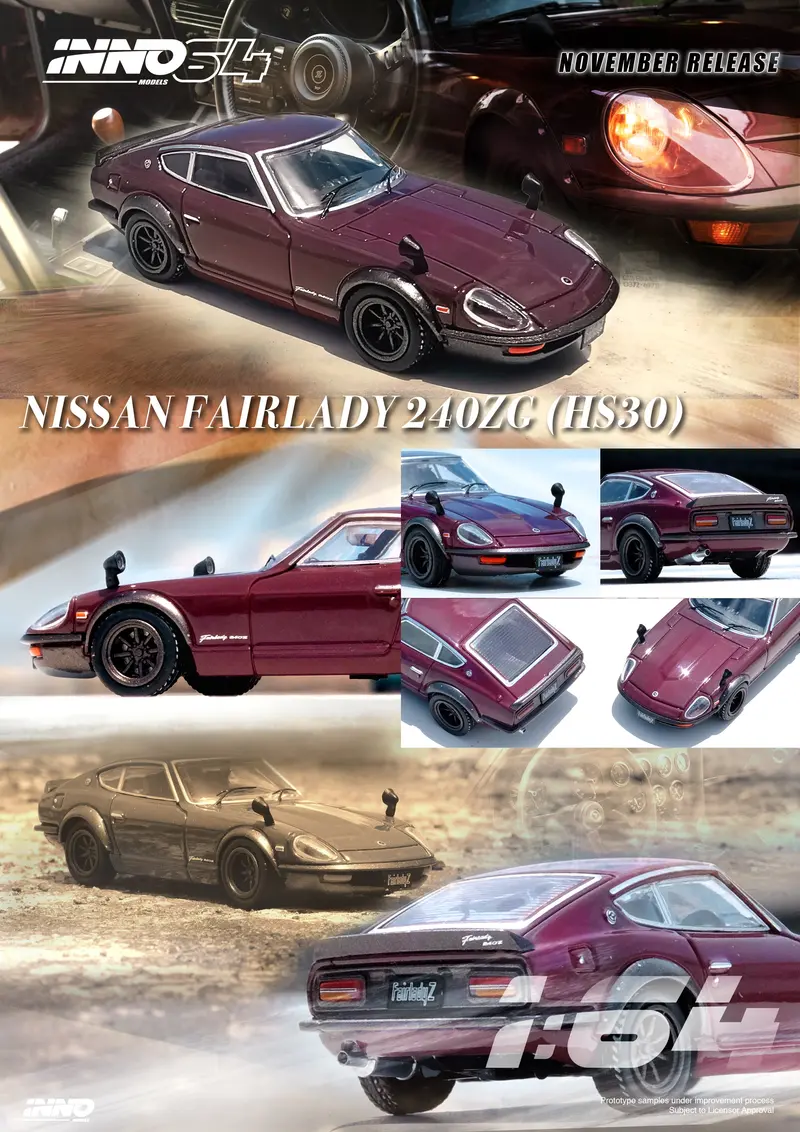 Inno64 1:64 Nissan Fairlady 240Zg (Hs30) In Maroon 1
