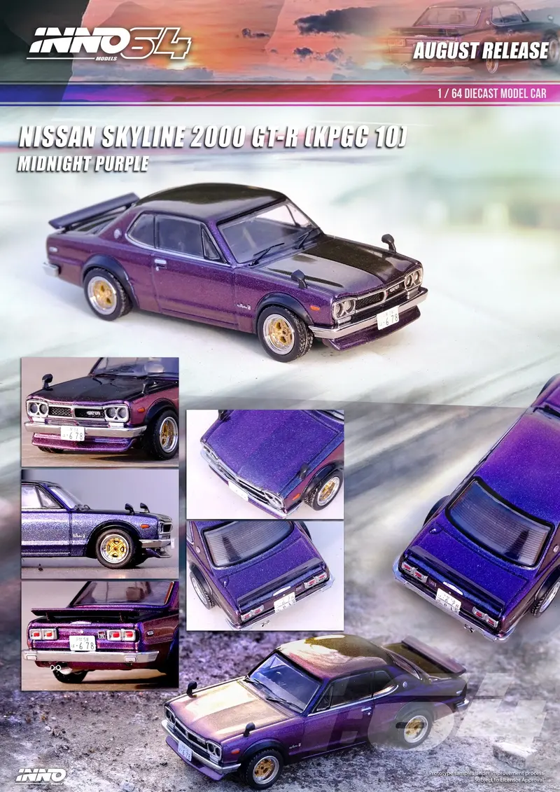 Inno64 1:64 Nissan Skyline 2000Gt-R (Kpgc10) In Midnight Purple Ii 1