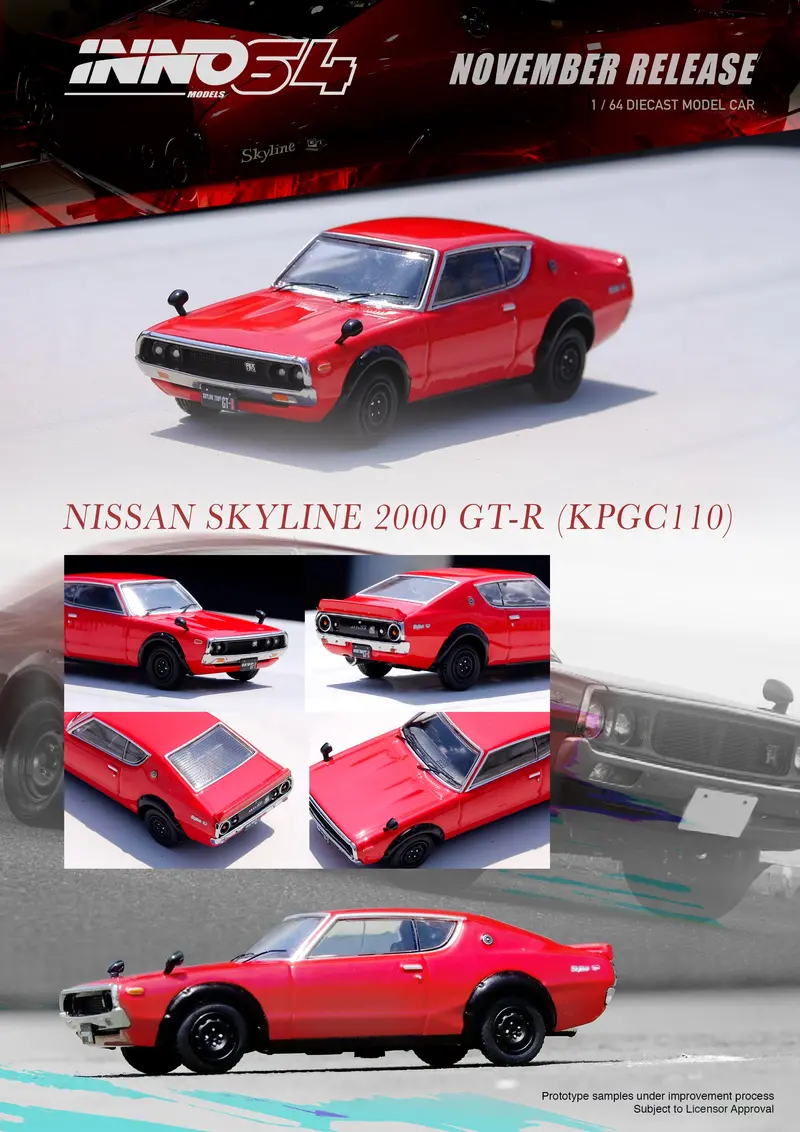 Inno64 1:64 Nissan Skyline 2000Gt-R (Kpgc110) In Red 1
