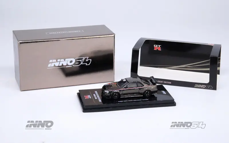 Inno64 1:64 Nissan Skyline Gt-R (R34) R-Tune Hobby Expo China 2023 In Black Chrome 1