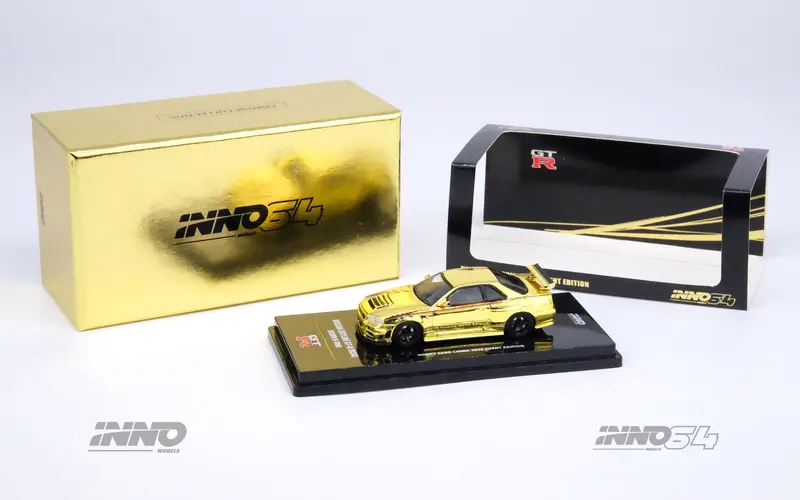 Inno64 1:64 Nissan Skyline Gt-R (R34) R-Tune Hobby Expo China 2023 In Gold Chrome 1