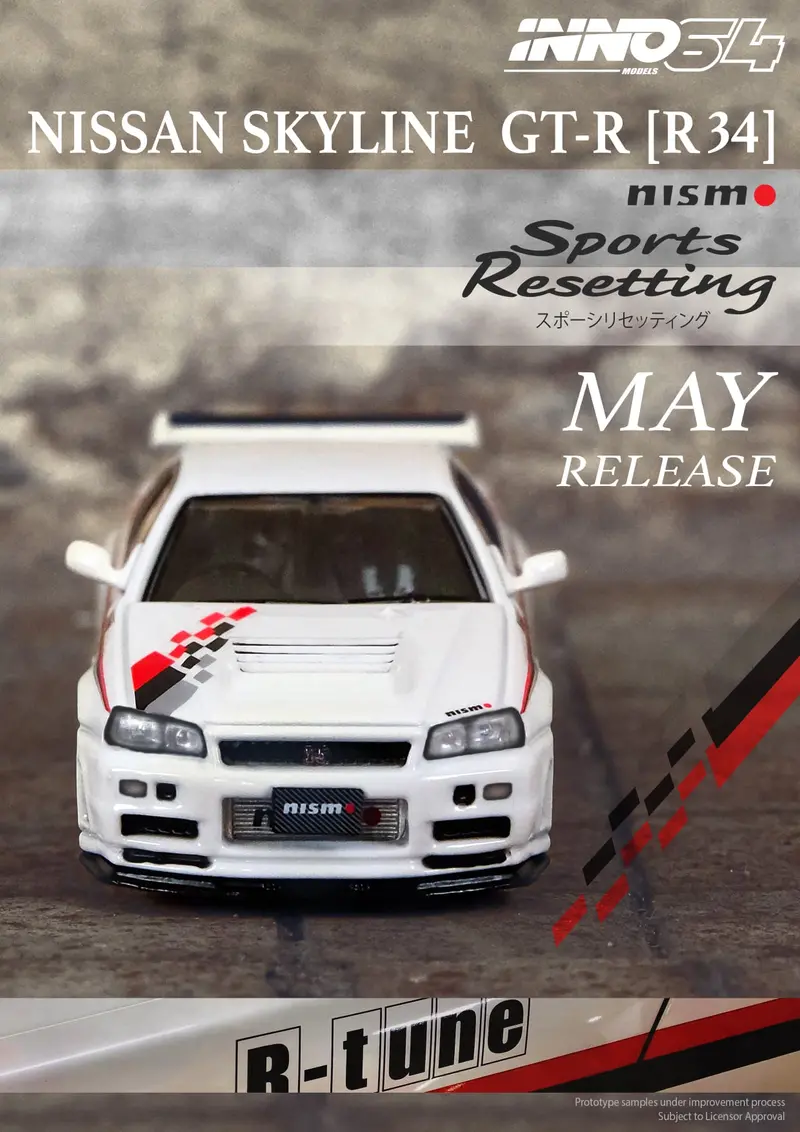 Inno64 1:64 Nissan Skyline Gt-R R34 R-Tune Nismo In White 1