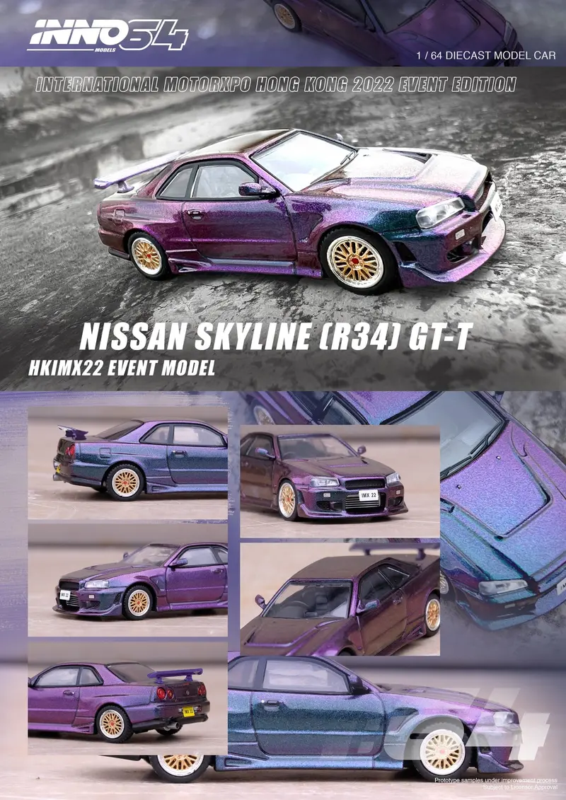 Inno64 1:64 Nissan Skyline Gt-T (R34) In Magic Purple International Motorxpo Hong Kong 2022 Event Edition 1
