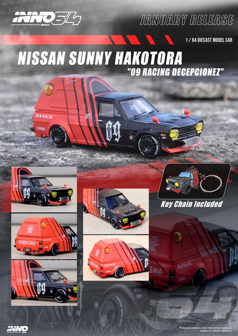 Inno64 1:64 Nissan Sunny "Hakotora" 09 Racing Decepcionez 1