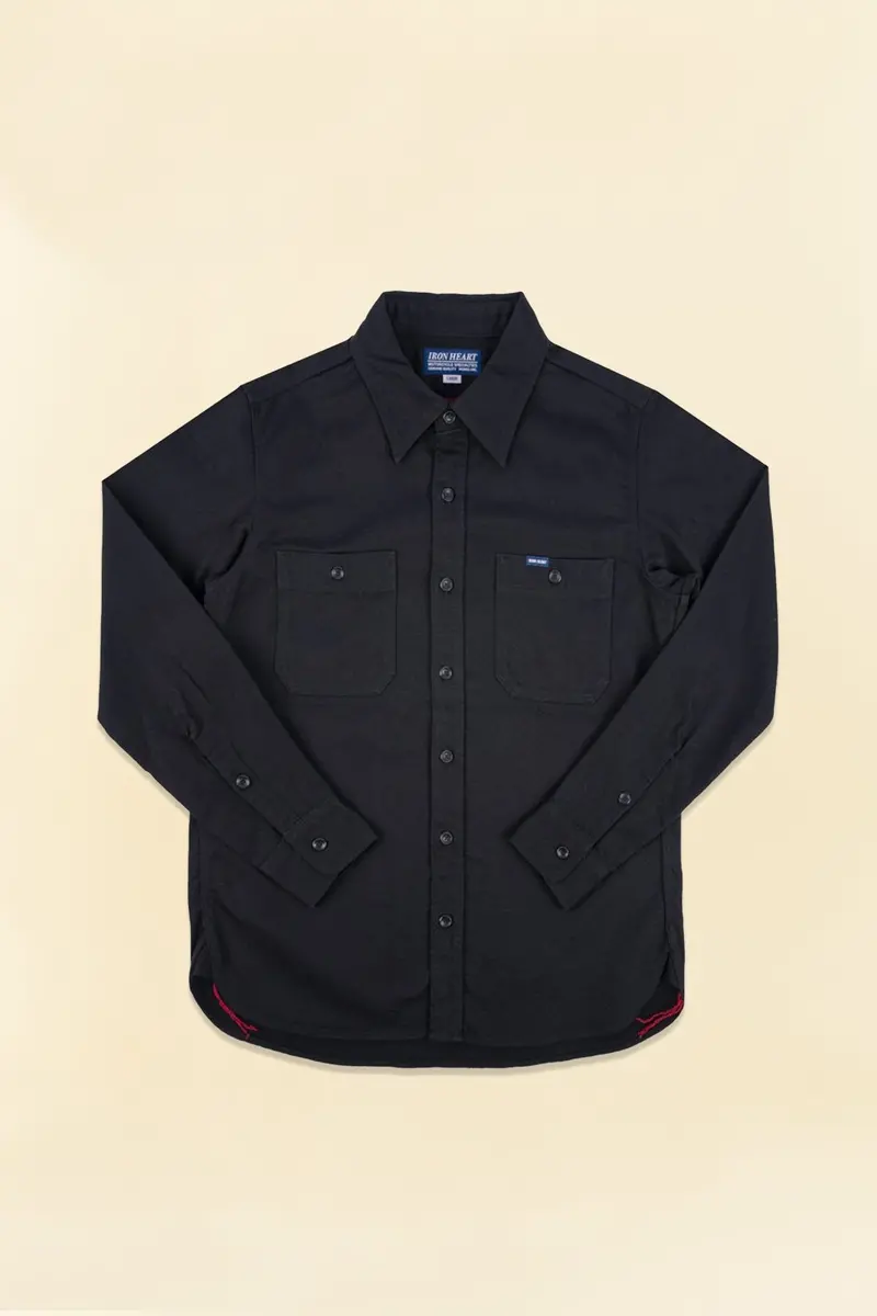 Iron Heart 9Oz Cotton Linen Work Shirt - Black 1