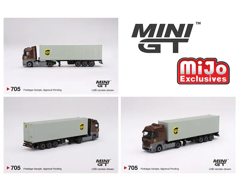 Mini Gt 1/64 Mercedes-Benz Actros With 40 Ft Dry Container – Ups Europe 1