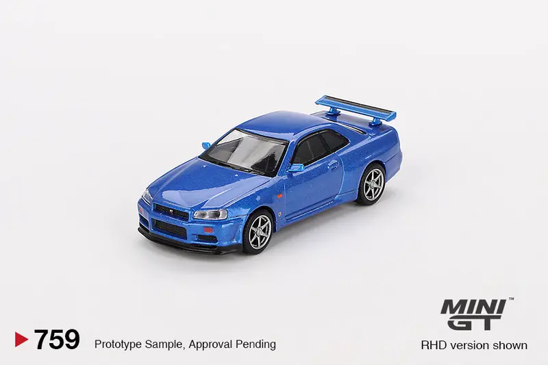 Mini Gt 1:64 Nissan Skyline Gt-R (R34)  V-Spec Bayside Blue 1