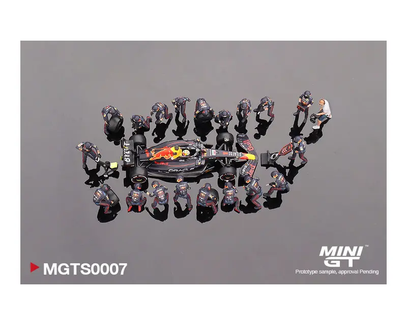 Minigt 1:64 Oracle Red Bull Racing Rb18 #1 Max V. 2022 Abu Dhabi Gp Pit Crew Set 1