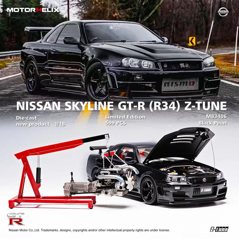 Motorhelix 1:18 Nissan Skyline Gt-R (R34) Z-Tune In Black Pearl 1