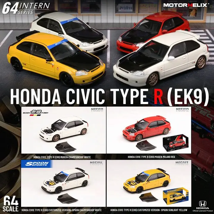 Motorhelix 1:64 Honda Civic (Ek9) Type-R Mugen Power In White 1
