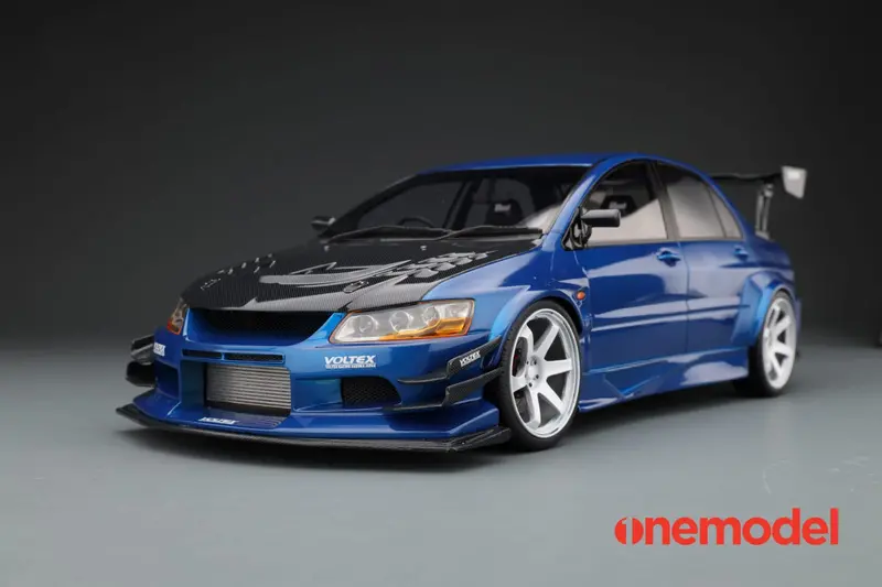 One Model 1:18 Mitsubishi Lancer Evolution Ix Voltex With Carbon Bonnet In Blue 1