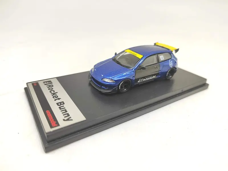 One Model 1:64 Honda Civic Eg6 Rocket Bunny In Blue Carbon 1