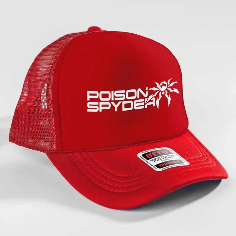 Poison Spyder Stacked トラッカー スナップバックハット (レッド) 1