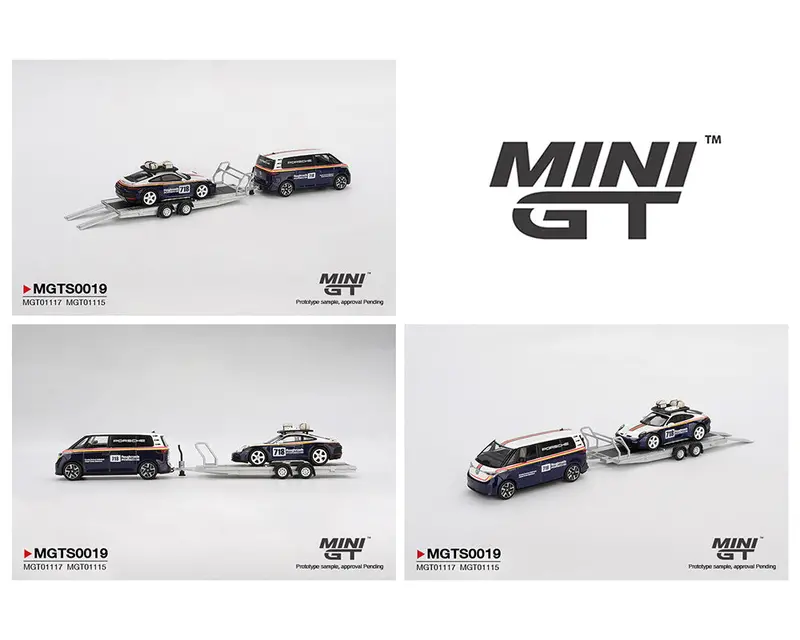 *Preorder*Minigt 1:64 Porsche 911 Dakar #718 / Volkswagen Id. Buzz Porsche Centrum Gelderland Roughroads Set 1