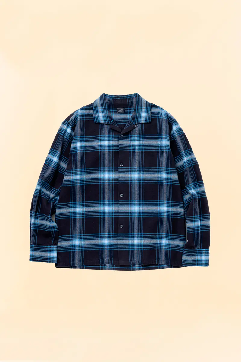 Rats Cotton Rayon Check Shirt - Navy 1