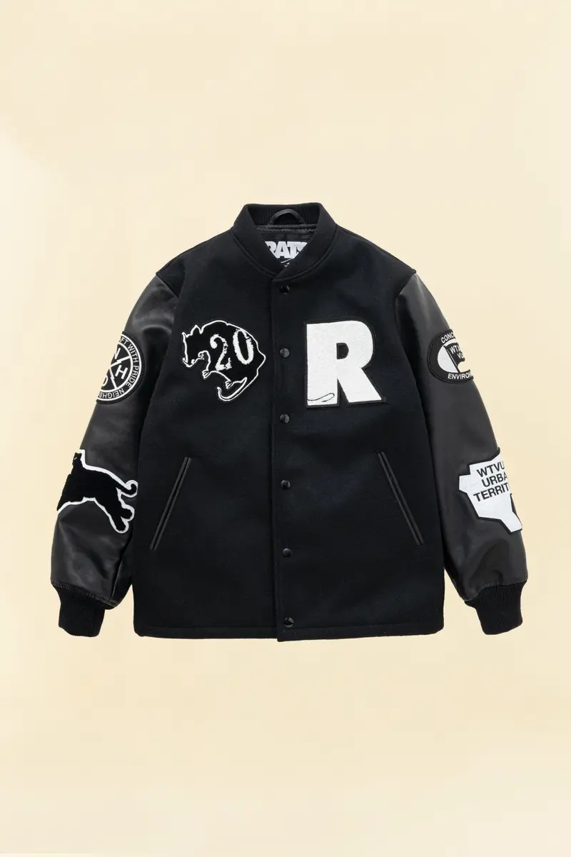 Rats X Neighborhood X Wtaps Melton / Leather Varsity Jacket 1