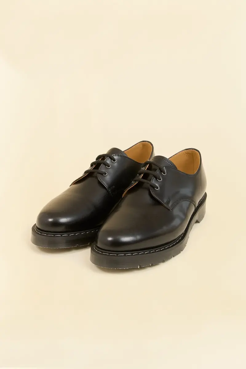Solovair 3 Eye Gibson Shoe - Black Hi Shine 1