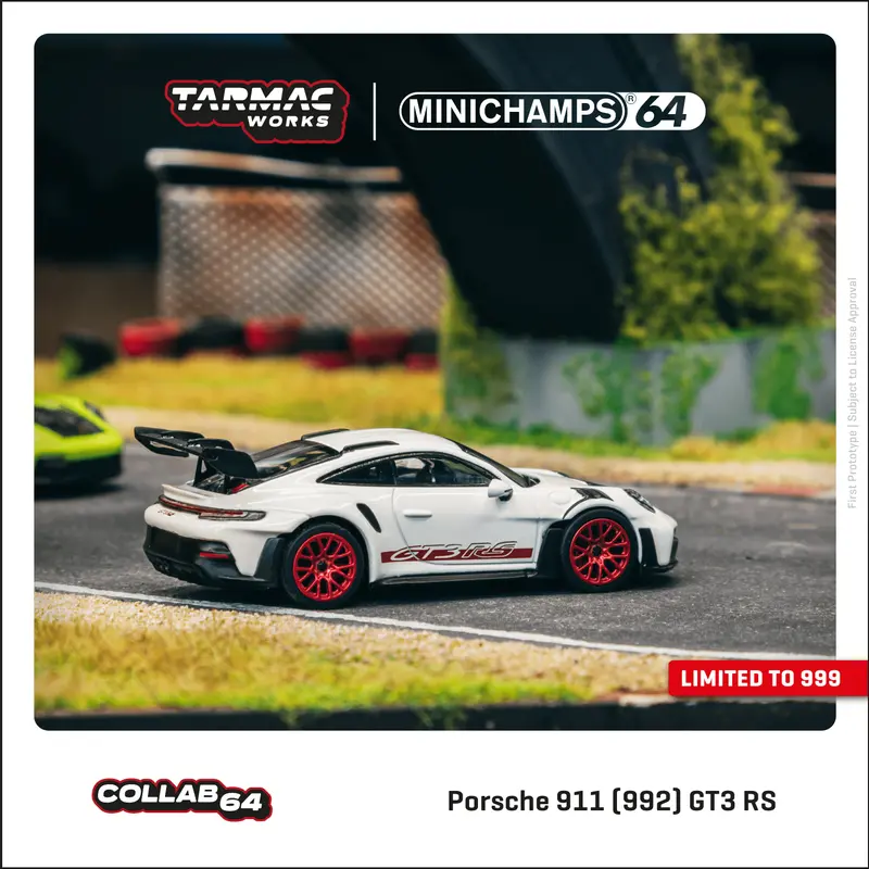 Tarmac Works 1:64 Porsche 911 (992) Gt3 Rs In White / Red 1