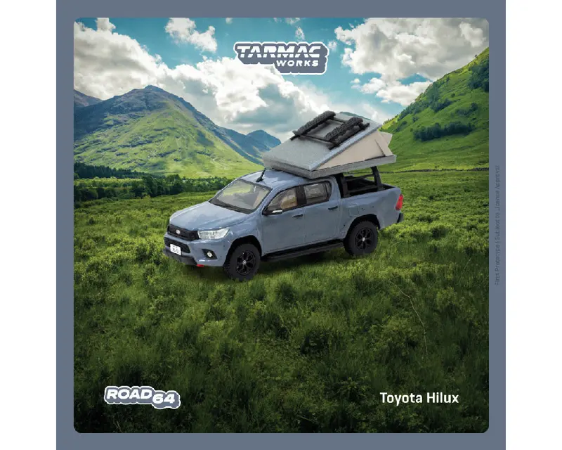Tarmac Works 1:64 Toyota Hilux With Camper In Grey 1