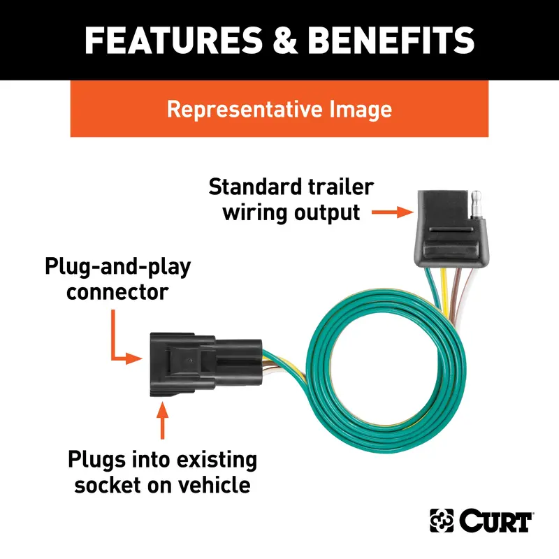 Curt 56325 Custom 4-Pin Flat Trailer Wiring Harness For Buick, Cadillac, Chevrolet, Gmc – Oem Tow Package Required 1