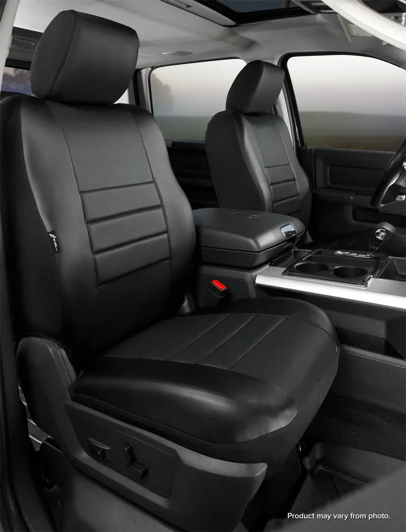 Fia Sl67-12 Blk/Blk Leatherlite™ Custom Seat Cover; Leatherette; Solid Black; Bucket Seats; 1