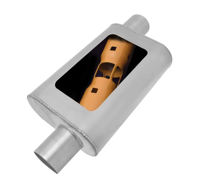 Gibson Performance Exhaust Bm0103 Mwa Offset/Offset Oval Muffler; Stainless 1