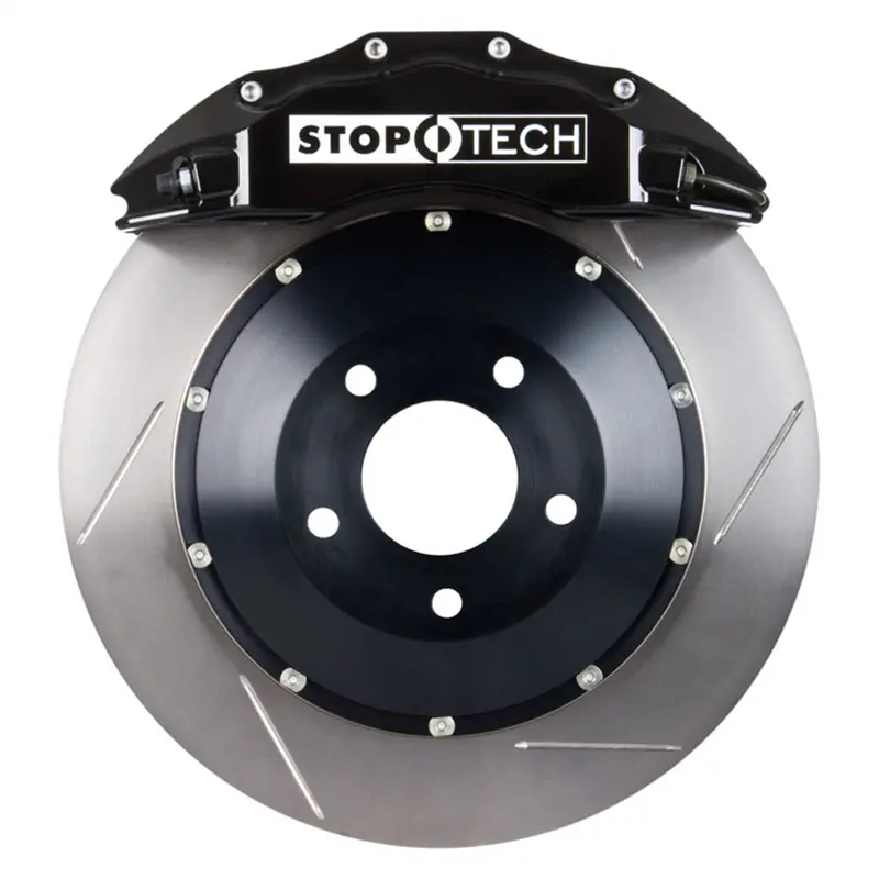 Stoptech 83.332.6800.51 Front Big Brake Kit – Black Calipers With Slotted Two-Piece Rotors 1