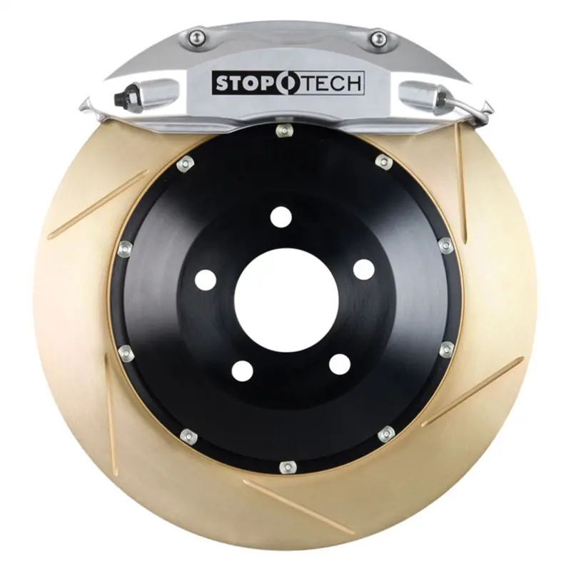 Stoptech 83.429.4300.63 Front Big Brake Kit With Black Calipers And Two-Piece Slotted Rotors 1