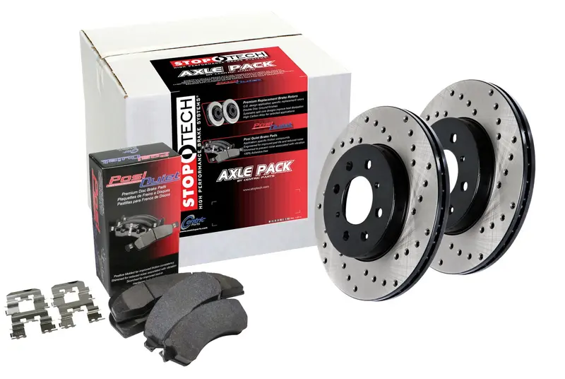 Stoptech 936.20026 Street Axle Pack – Drilled Front & Rear Brake Kit 1